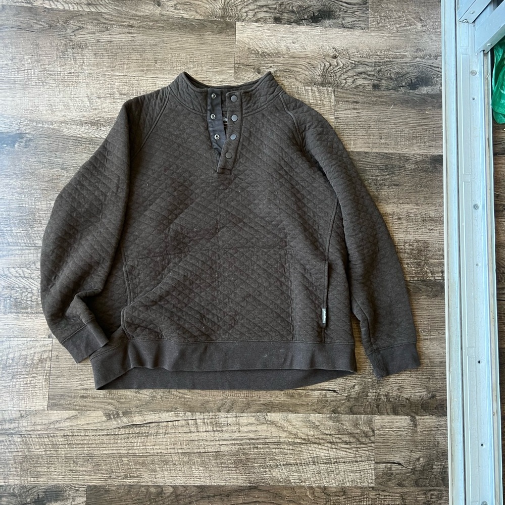 Eddie Bauer Men's Brown Quilted Crewneck Sweater